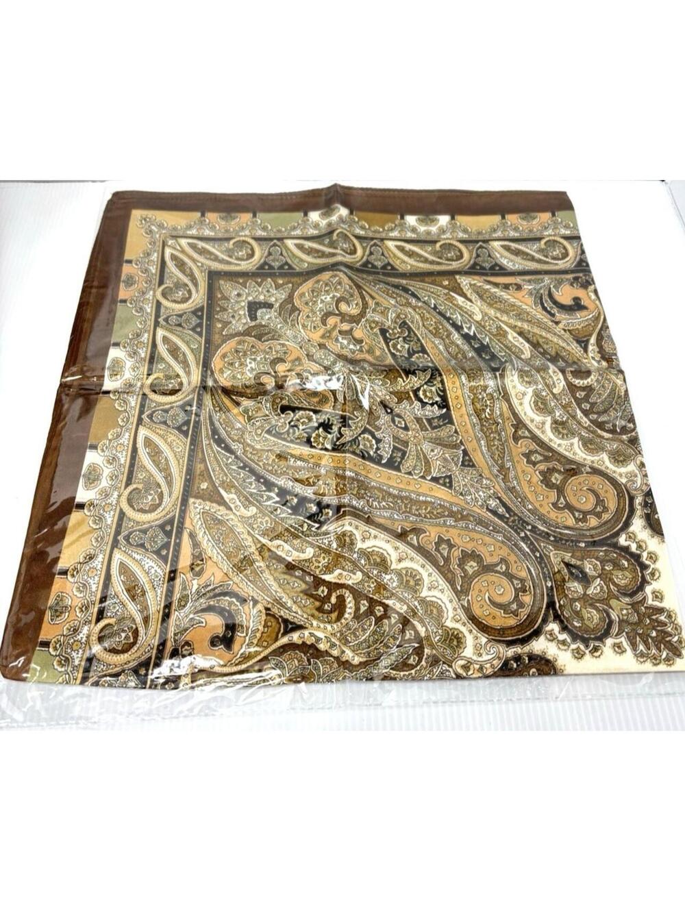 Brown Paisley Polyester Satin Head Scarf Silky Hair Bandana Neck Scarf NEW